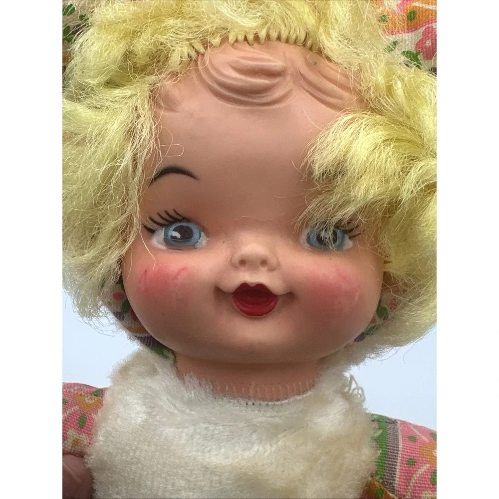 Vintage 1950s Knickerbocker Style Cloth Doll Vinyl Rubber Head Zipper‎ Back USA